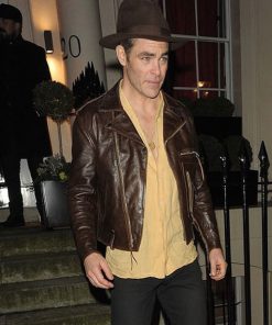 Chris Pine Brown Leather Jacket