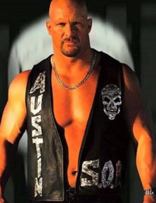 WWE Stone Cold Steve Austin Black Leather Vest