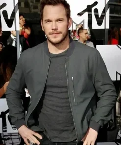 Chris Pratt Jurassic World Grey Leather Jacket