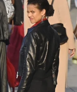 Abby Lift 2024 Gugu Mbatha-Raw Black Leather Jacket