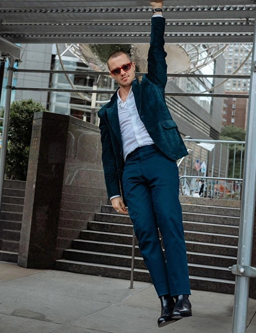 Joseph Quinn A Quiet Place Day One Green Velvet Coat