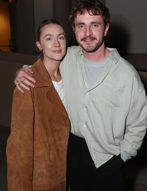 Saoirse Ronan Brown Suede Leather Coat