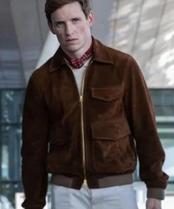 Eddie Redmayne Jackal Brown Suede Leather Jacket