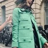 Emily In Paris Lily Collins Green Wool Coat