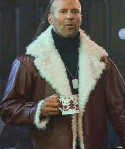 Jason Statham Takes On Holiday Ops Shearling Jacket