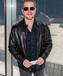 Matt Damon Black Leather Jacket