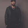 Eminem Black Hooded Leather Jacket