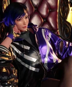 Tekken 8 Video Game 2024 Reina Mishima Black and Purple Hooded Jacket