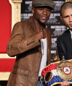 Floyd Mayweather Brown Leather Jacket