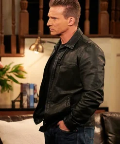 Steve Burton General Hospital Black Leather Jacket