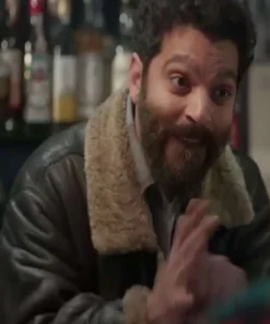 Jérémie Super Mâles TV Series 2025 Vincent Heneine Shearling Black Leather Jacket