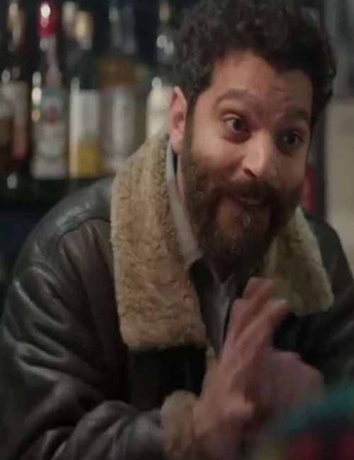 Jérémie Super Mâles TV Series 2025 Vincent Heneine Shearling Black Leather Jacket