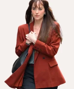 Materialists Movie Dakota Johnson Double Breasted Red Blazer
