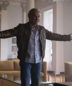Old Guy 2025 Movie Distressed Brown Leather Jacket