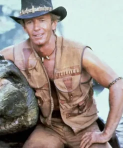 Paul Hogan Crocodile Dundee Brown Leather Vest