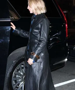 Saoirse Ronan The Outrun 2024 Rona Black Leather Trench Coat