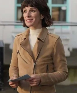 Shenae Grimes-Beech TV Movie Love of the Irish 2025 Fiona Suede Biker Leather Jacket