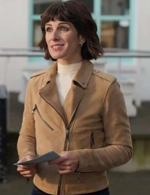 Shenae Grimes-Beech TV Movie Love of the Irish 2025 Fiona Suede Biker Leather Jacket