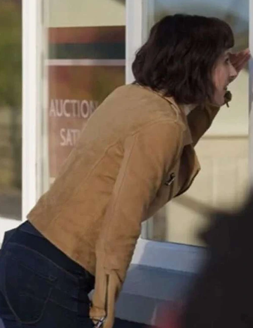 Shenae Grimes Love of the Irish 2025 Suede Brown Biker Leather Jacket