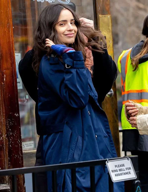 Sofia Carson Blue Long Cotton Coat
