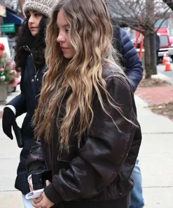 Sydney Sweeney The Housemaid 2025 Millie Brown Bomber Leather Jacket