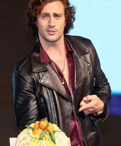 Aaron Taylor Johnson Black Leather Jacket