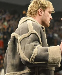 Logan Paul Grey Leather Shearling Jacket