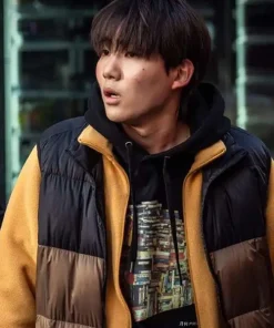 Sam-soo Newtopia 2025 Tang Jun Sang Black and Brown Puffer Vest