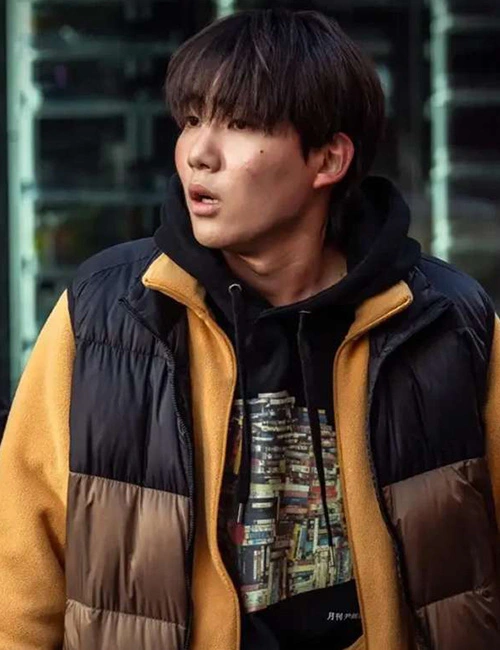 Sam-soo Newtopia 2025 Tang Jun Sang Black and Brown Puffer Vest