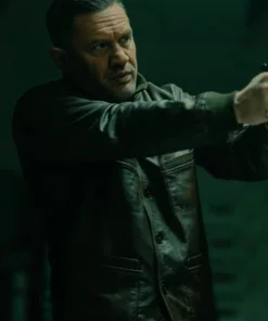 Tom Hardy MobLand 2025 Harry Da Souza Black Bomber Leather Jacket