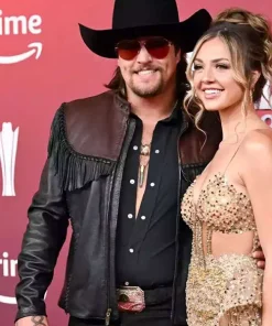 60th Academy Country Music Awards 2025 Gavin Adcock Cowboy Fringe Leather Jacket
