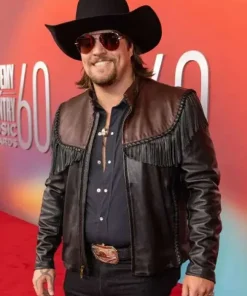 Gavin Adcock ACM Awards 2025 Brown Leather Jacket