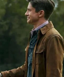 Topher Grace The Waterfront 2025 Grady Brown Cotton Jacket