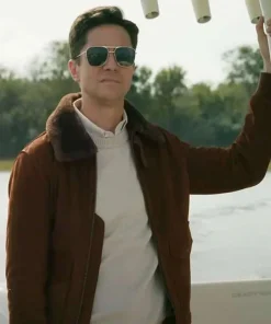Topher Grace The Waterfront Brown Shearling Jacket